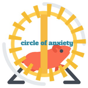 Hamster on wheel with freelancing circle of anxiety